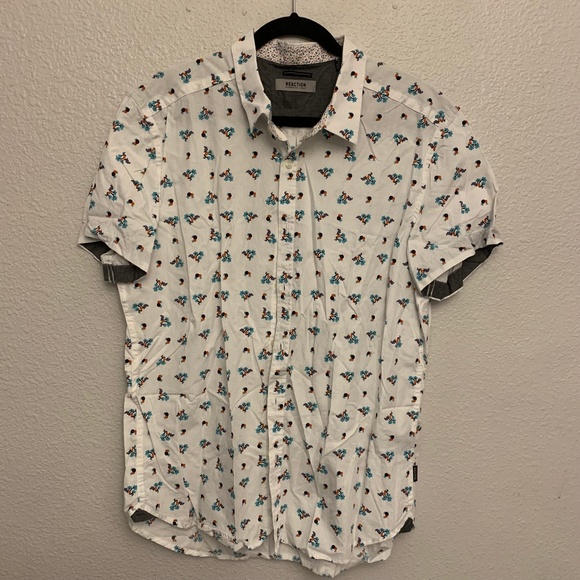 Kenneth Cole Reaction Other - Mens Kenneth Cole Reaction Tropical Print Short Sleeve Button Down Size XL